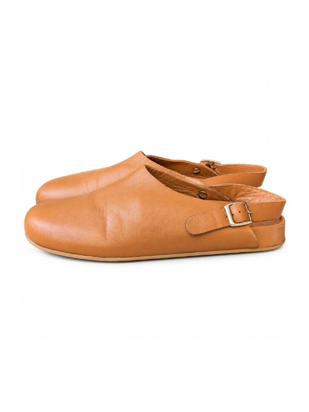Beatrice Valenzuela Tan Leather Slingback Clogs Mules Made in California Size 8